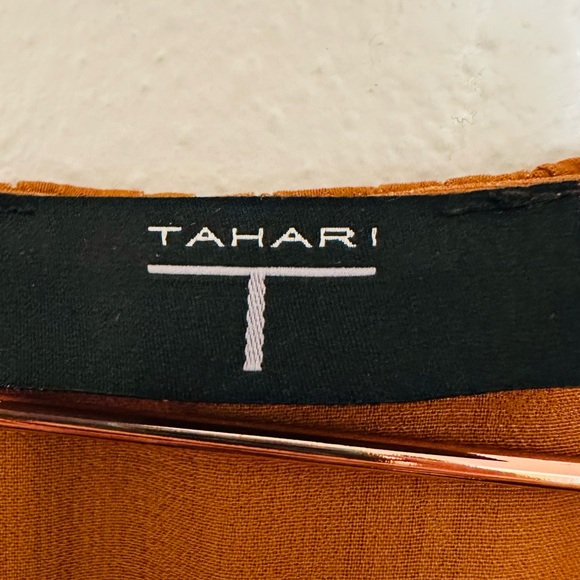 New T Tahari Airflow Maxi Dress With Smocked Waist Elegant Pleated Terracotta - Picture 5 of 9